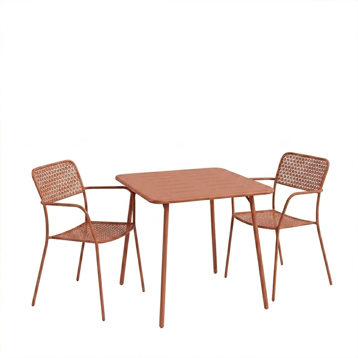 Τραπεζαρία Moraja Federal  σετ 3τεμ terracotta μέταλλο 70x70x73εκ - Pakobazaar
