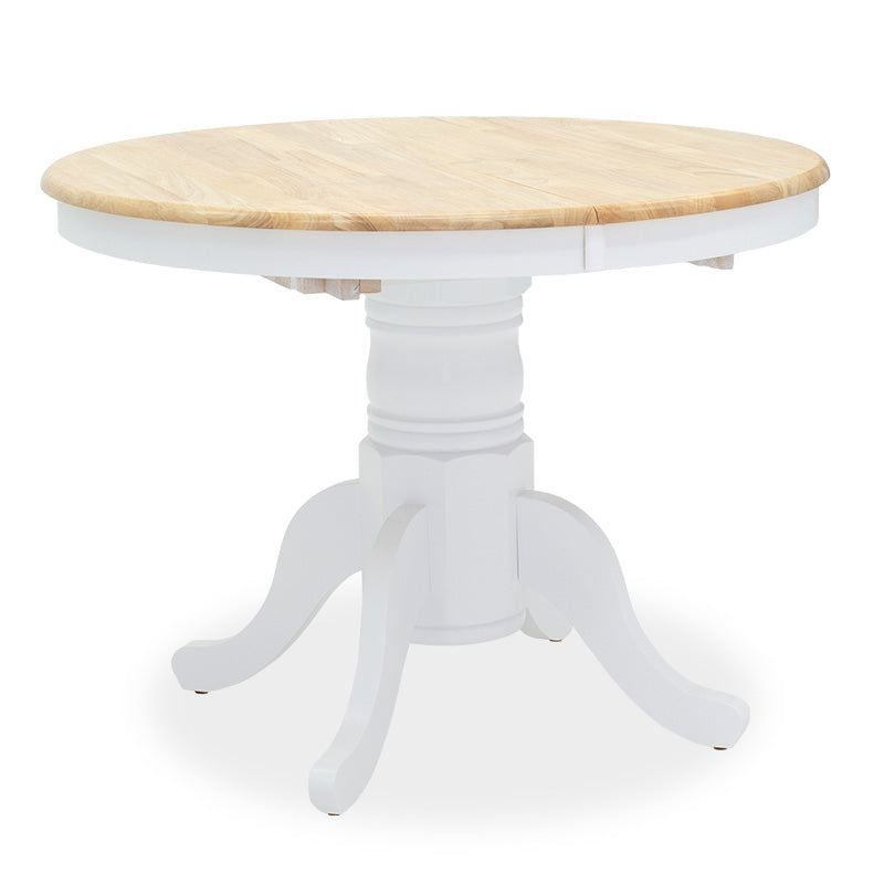 Τραπεζαρία Dallan Lars  5τεμ λευκό rubberwood Φ100(+38)x100x75εκ