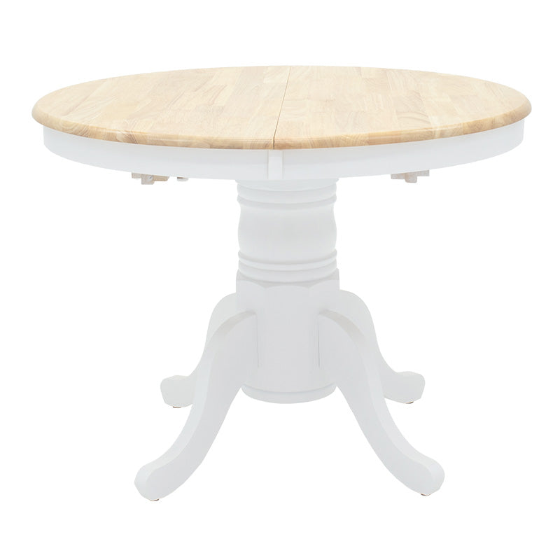 Τραπεζαρία Dallan Lars  5τεμ λευκό rubberwood Φ100(+38)x100x75εκ