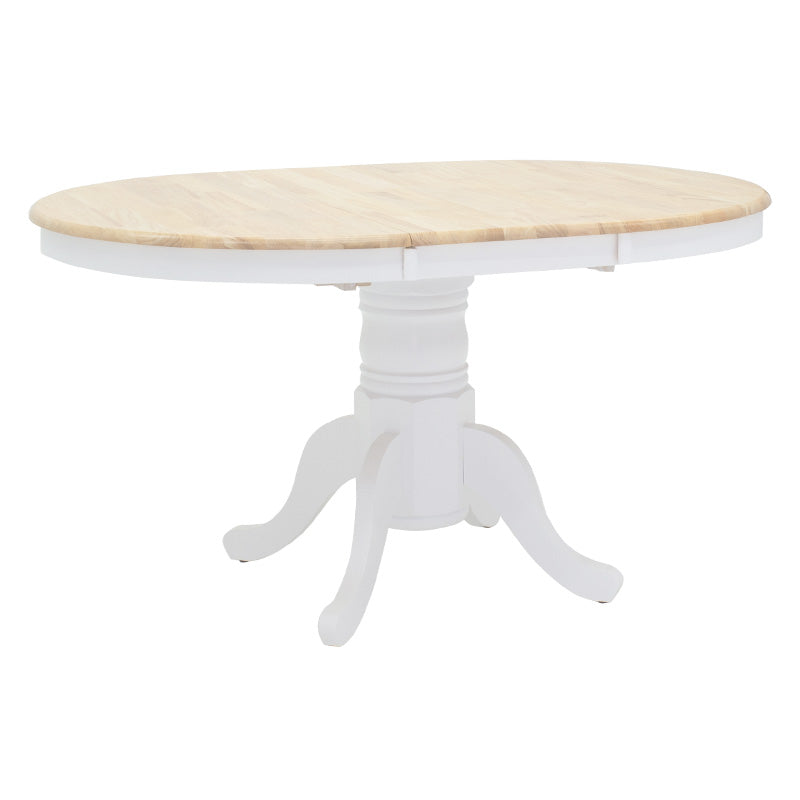 Τραπεζαρία Dallan Lars  5τεμ λευκό rubberwood Φ100(+38)x100x75εκ