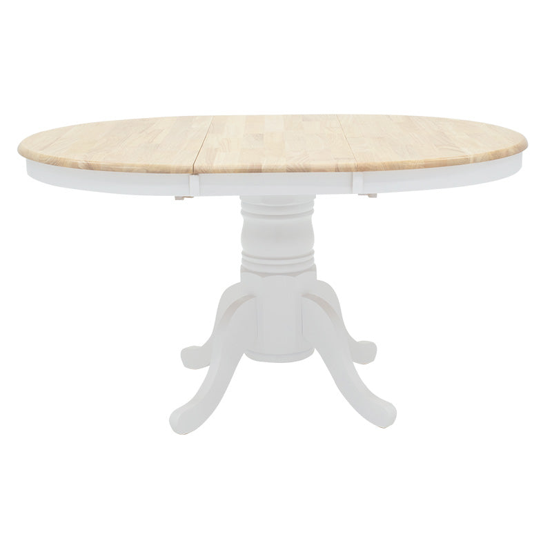 Τραπεζαρία Dallan Lars  5τεμ λευκό rubberwood Φ100(+38)x100x75εκ