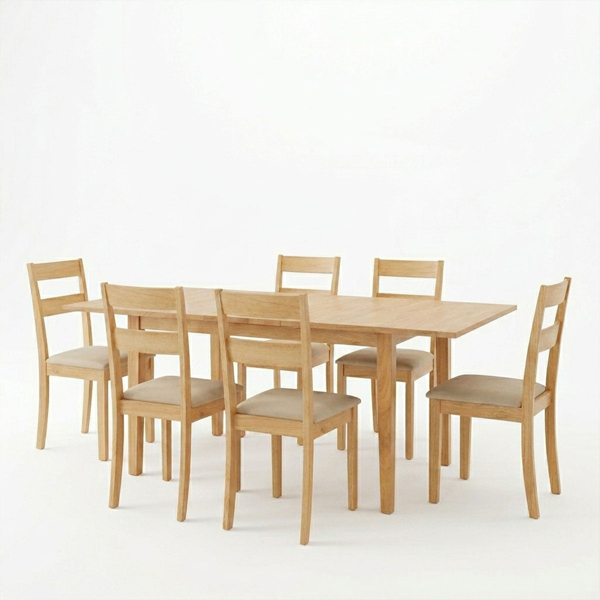 Τραπεζαρία Dallan Country  7τεμ σε φυσική απόχρωση rubberwood 120-150x80x74εκ