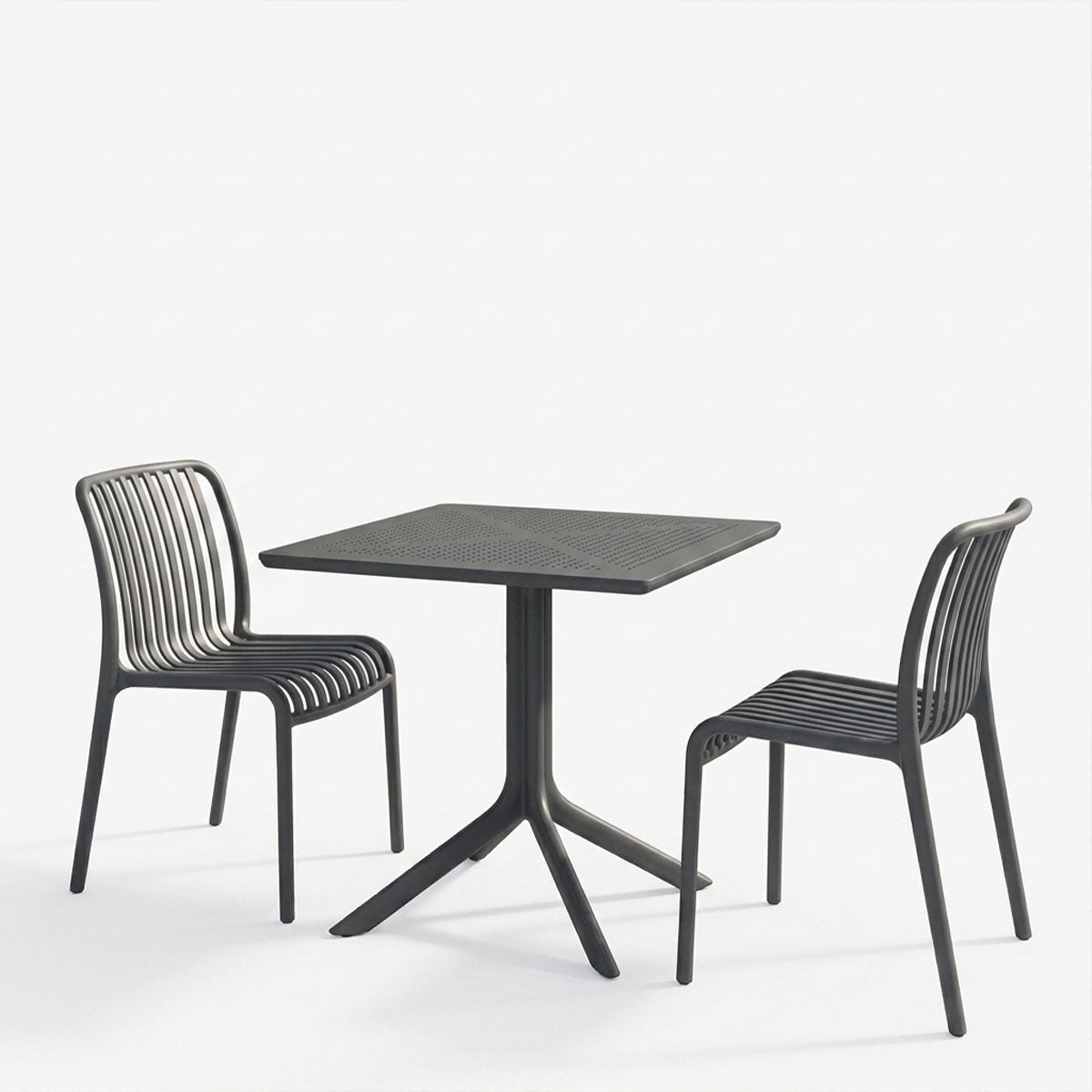 Τραπεζαρία Zoi Groovy  σετ 3τεμ ανθρακί PP 80x80x74εκ - Pakobazaar