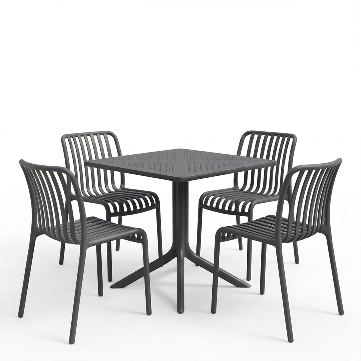 Τραπεζαρία Zoi Groovy  σετ 5τεμ ανθρακί PP 80x80x74εκ - Pakobazaar
