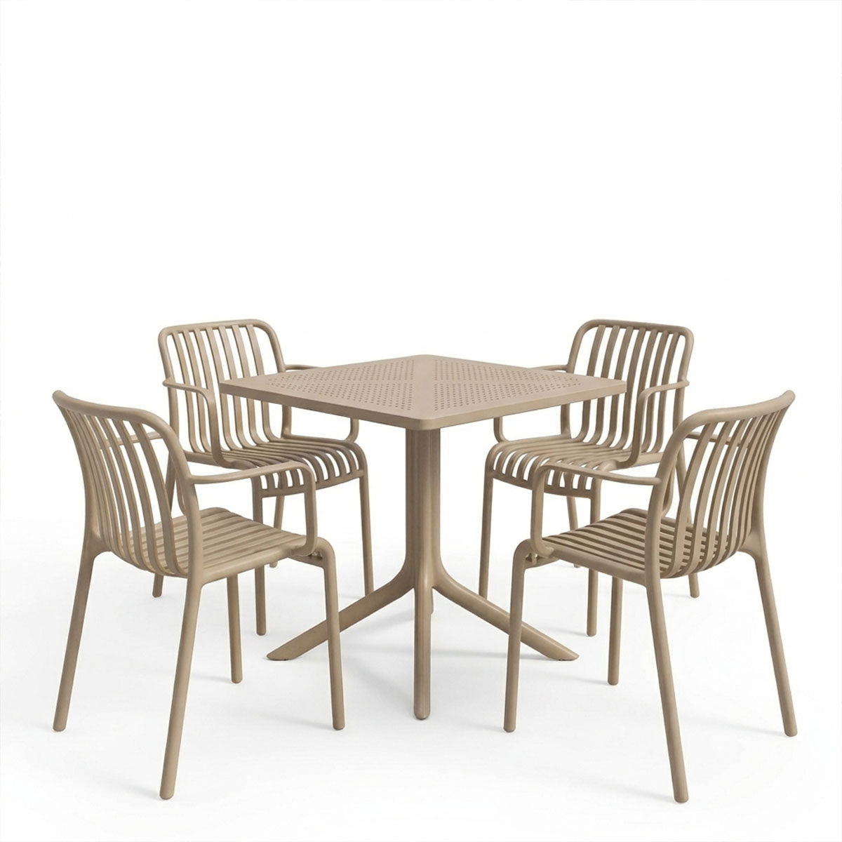 Τραπεζαρία Zoi Groovy  σετ 5τεμ cappuccino PP 80x80x74εκ