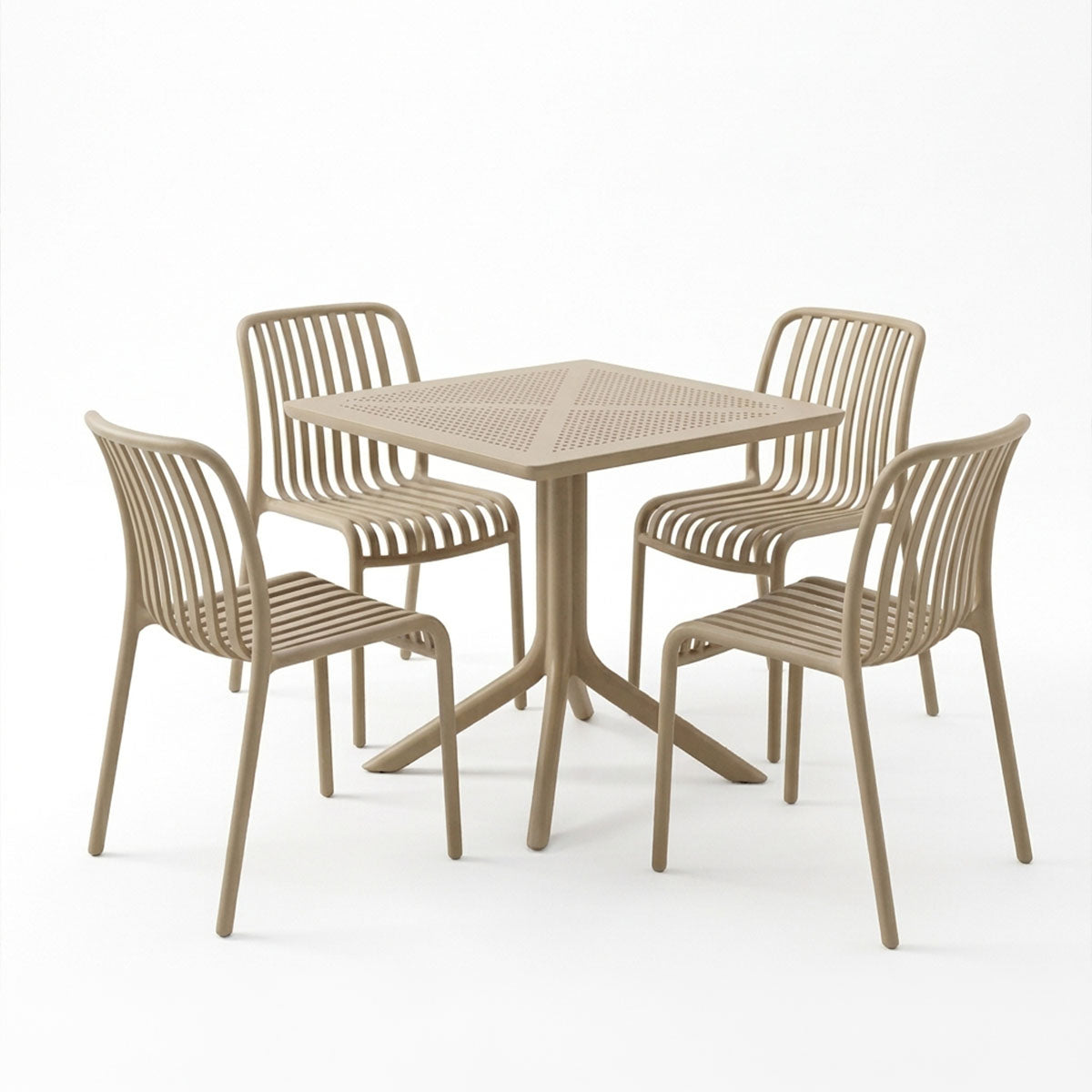 Τραπεζαρία Zoi Groovy  σετ 5τεμ cappuccino PP 80x80x74εκ