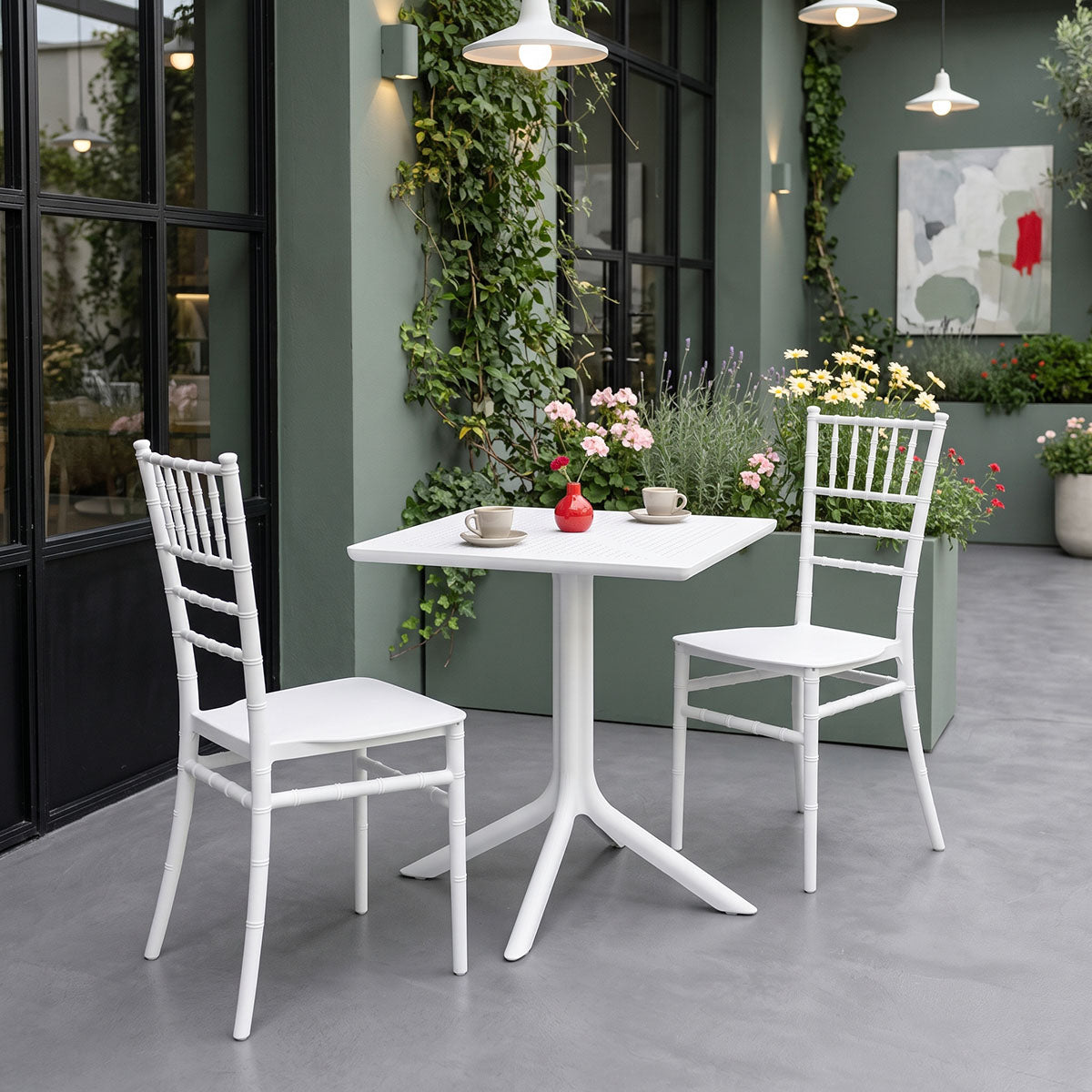 Τραπεζαρία Groovy Tifany I  σετ 3τεμ λευκό PP 60x60x76εκ