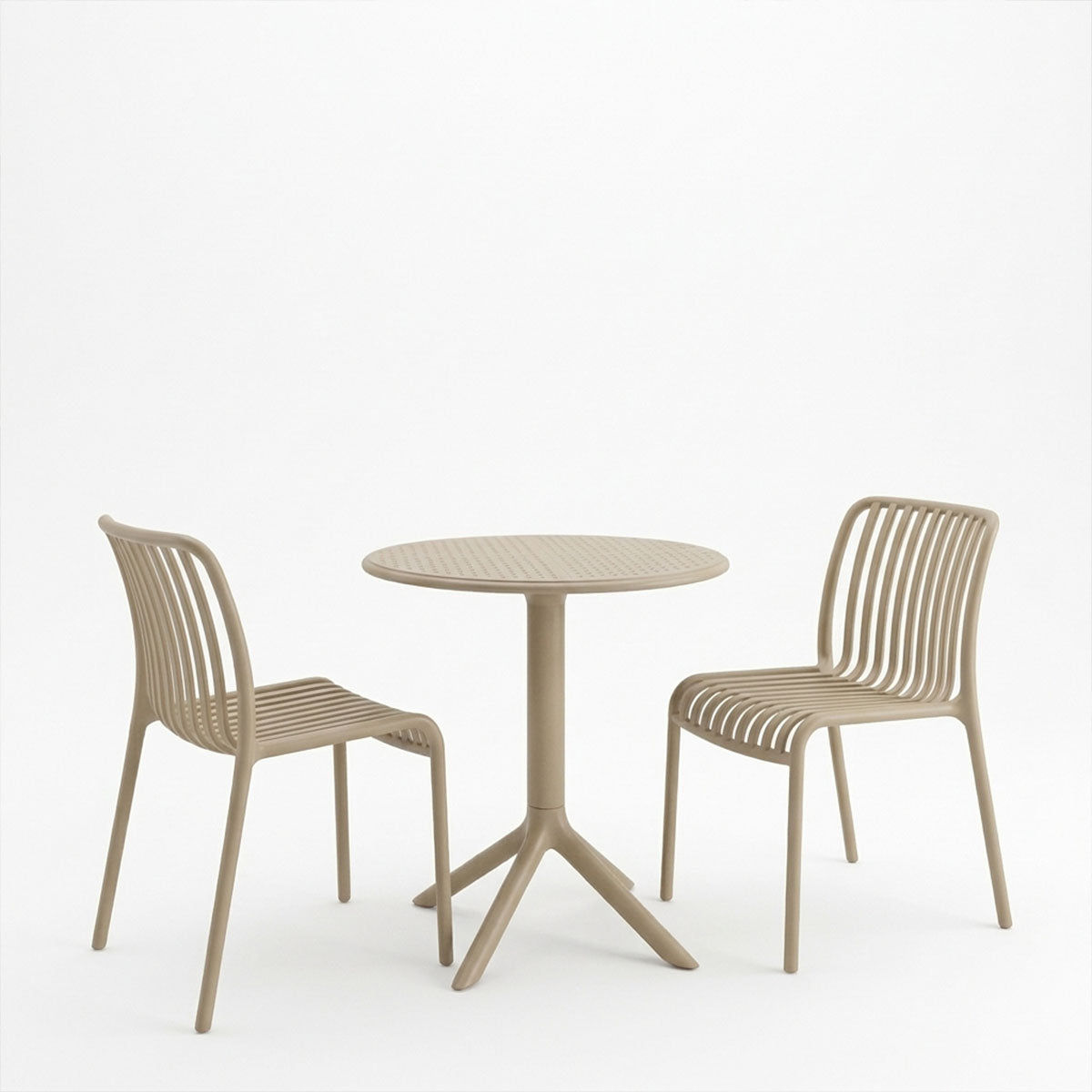 Τραπεζαρία Mercon Zoi  σετ 3τεμ cappuccino PP Φ60x75εκ - Pakobazaar