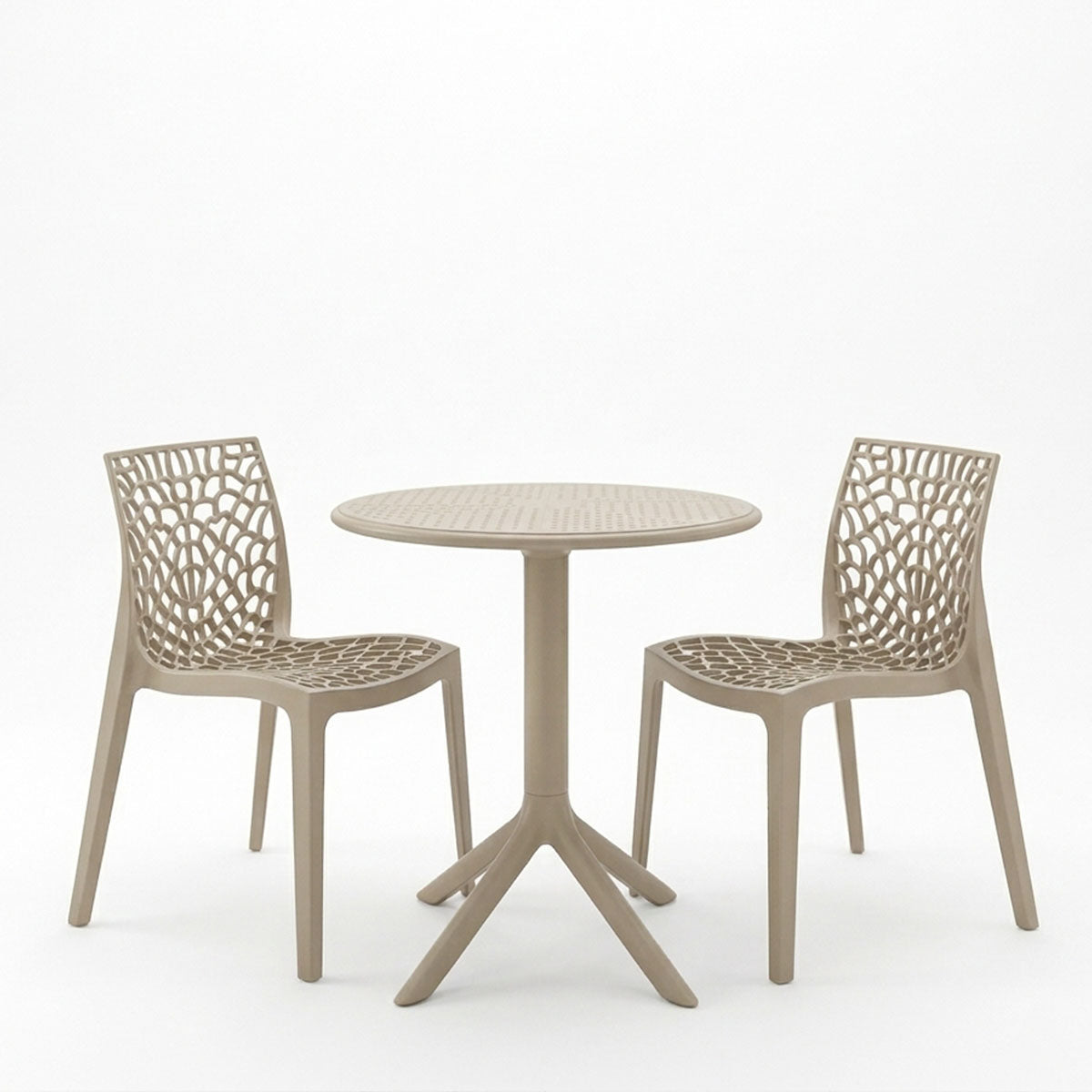 Τραπεζαρία Mercon Hush  σετ 3τεμ cappuccino PP Φ60x75εκ