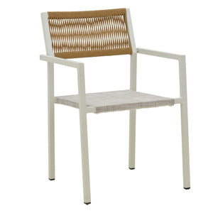 Τραπεζαρία Dagyn Savor  σετ 7τεμ λευκό αλουμίνιο με textline PE rattan σε φυσική απόχρωση 180-240x90x76εκ - Pakobazaar