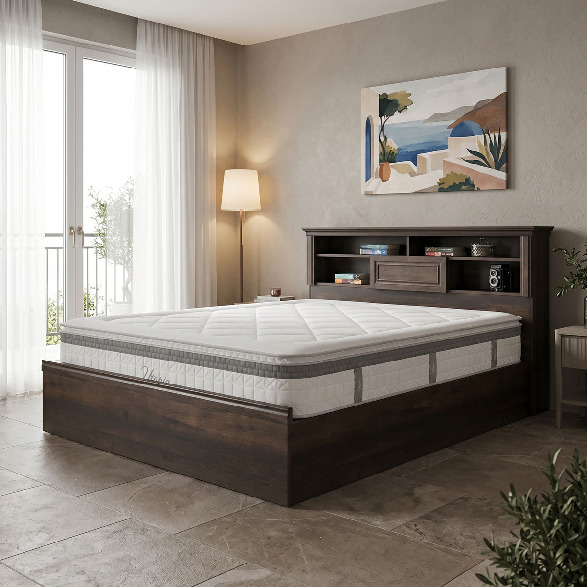 Κρεβάτι με στρώμα Mozart Utopia  καρυδί 160x200εκ - Pakobazaar
