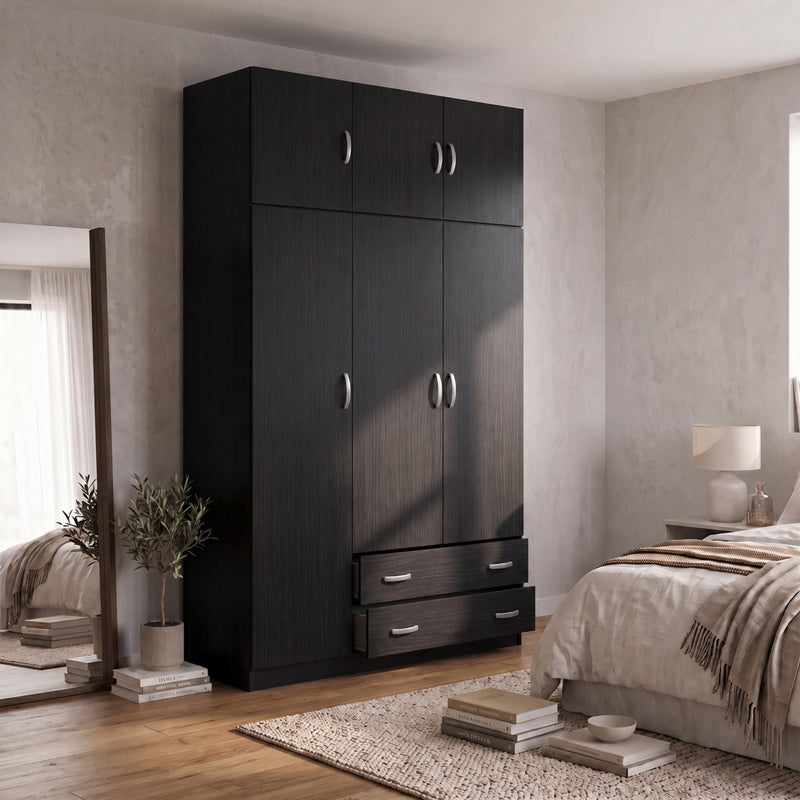 Ντουλάπα τρίφυλλη με πατάρι Alvia  wenge 150x51x240εκ