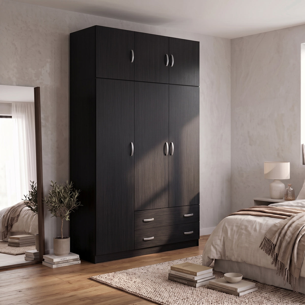 Ντουλάπα τρίφυλλη με πατάρι Alvia  wenge 150x51x240εκ