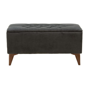 Σκαμπό-μπαούλο Elone  γκρι-καρυδί 90x40x44εκ - Pakobazaar