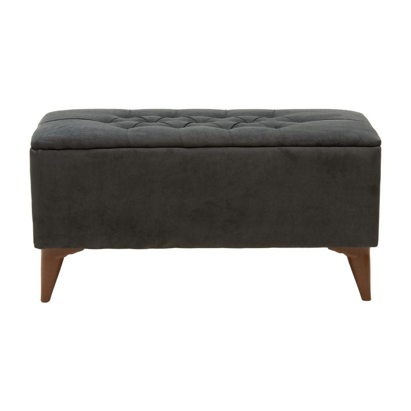 Σκαμπό-μπαούλο Elone  γκρι-καρυδί 90x40x44εκ - Pakobazaar