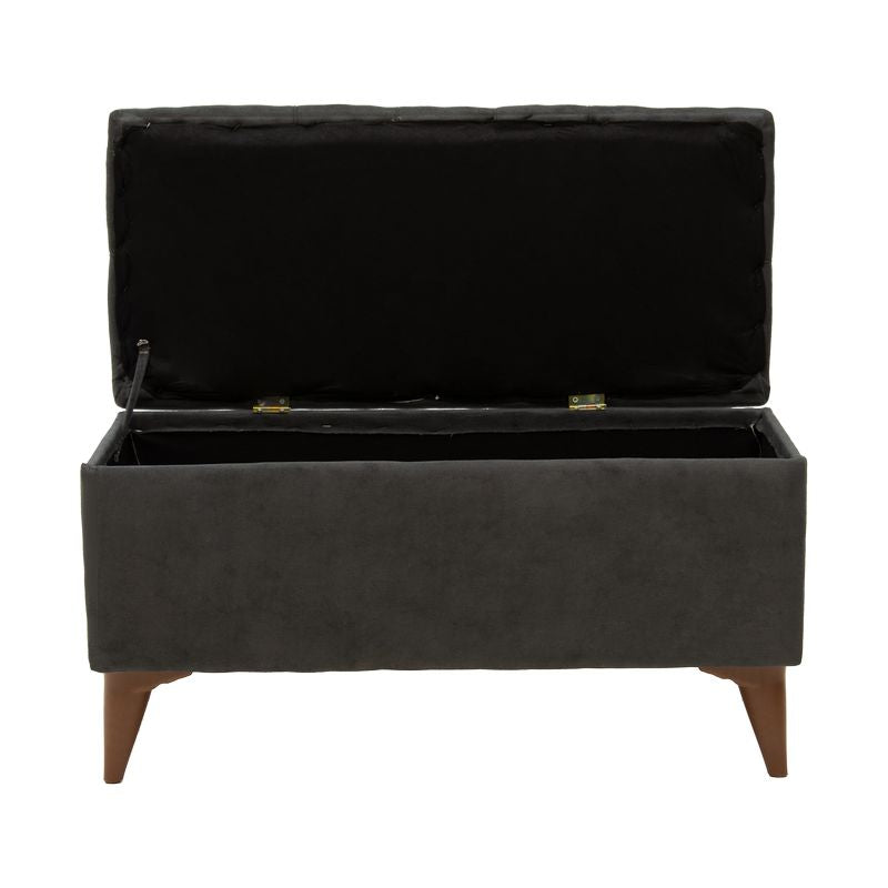Σκαμπό-μπαούλο Elone  γκρι-καρυδί 90x40x44εκ - Pakobazaar