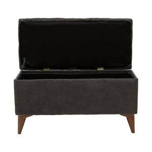 Σκαμπό-μπαούλο Elone  γκρι-καρυδί 90x40x44εκ - Pakobazaar