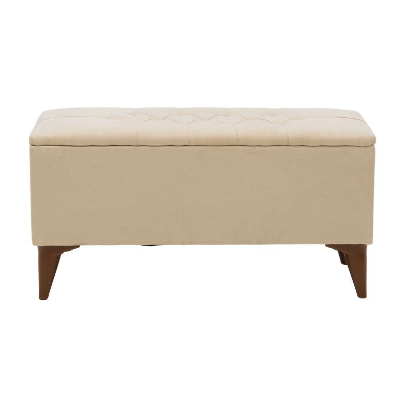 Σκαμπό-μπαούλο Elone  μπεζ-καρυδί 90x40x44εκ - Pakobazaar