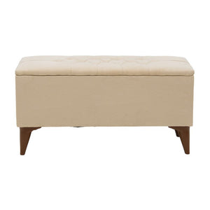 Σκαμπό-μπαούλο Elone  μπεζ-καρυδί 90x40x44εκ - Pakobazaar