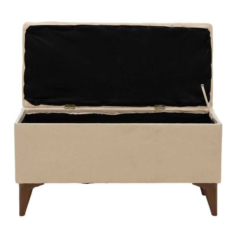 Σκαμπό-μπαούλο Elone  μπεζ-καρυδί 90x40x44εκ - Pakobazaar