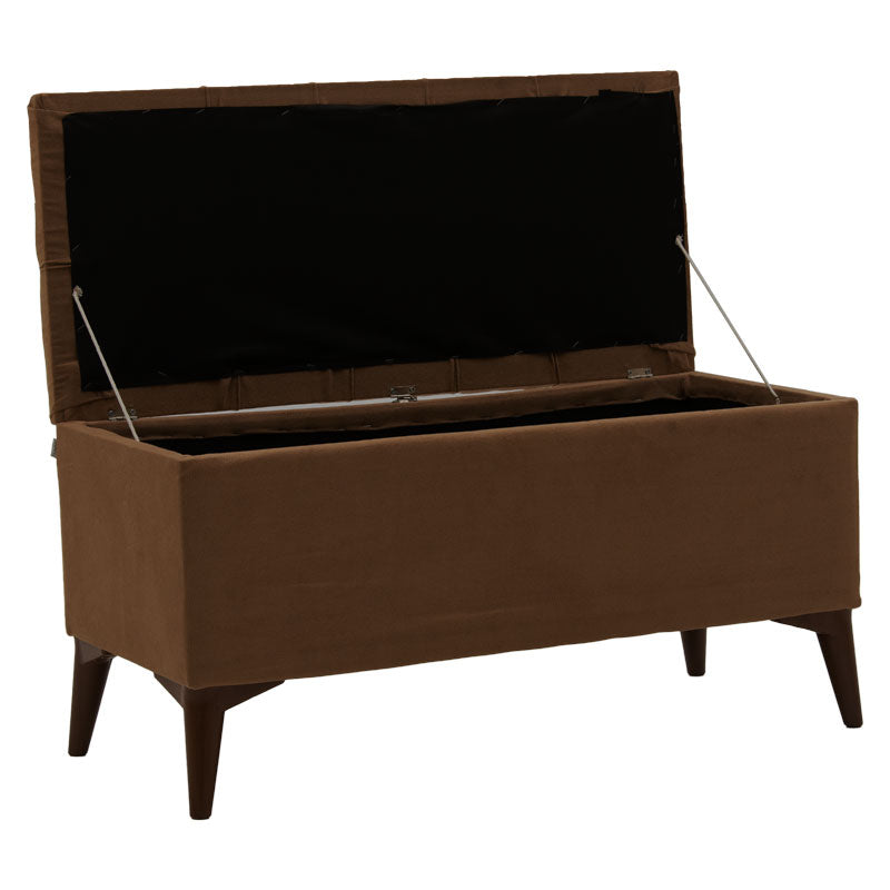 Σκαμπό-μπαούλο Elone  καφέ-καρυδί 90x40x44εκ - Pakobazaar