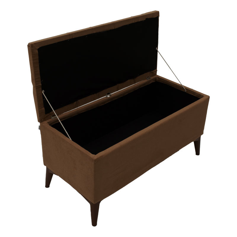 Σκαμπό-μπαούλο Elone  καφέ-καρυδί 90x40x44εκ - Pakobazaar