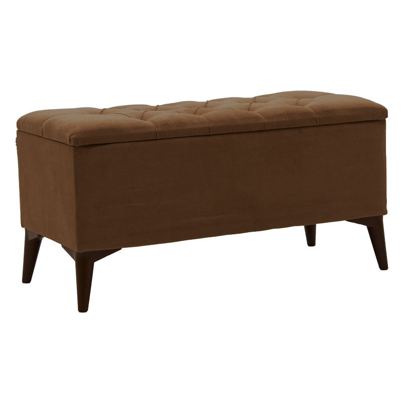 Σκαμπό-μπαούλο Elone  καφέ-καρυδί 90x40x44εκ - Pakobazaar