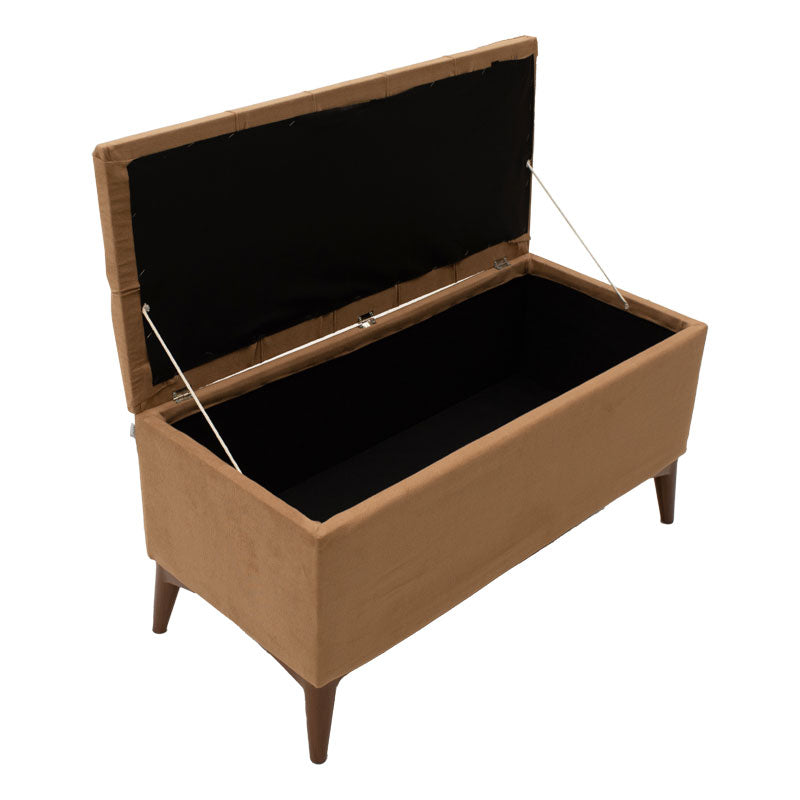 Σκαμπό-μπαούλο Elone  μόκα-καρυδί 90x40x44εκ - Pakobazaar