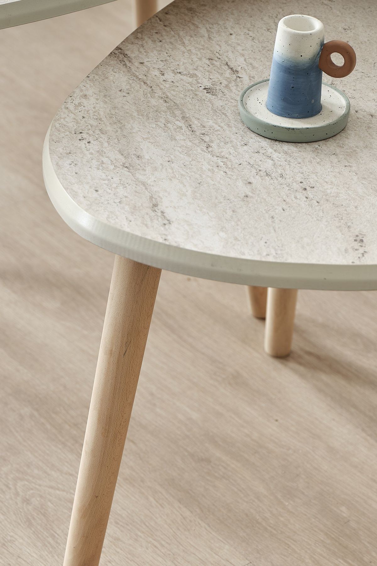 Τραπεζάκια Σαλονιού Σετ Myrtia Travertine 80x52x50 εκ. MDF