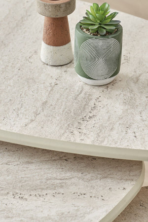 Τραπεζάκια Σαλονιού Σετ Myrtia Travertine 80x52x50 εκ. MDF