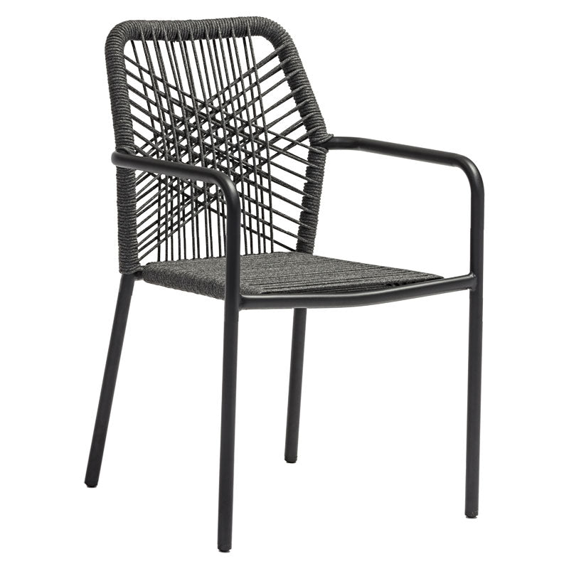 Πολυθρόνα Kherson  αλουμίνιο σχοινί ανθρακί-μαξιλάρι γκρι - Image 4