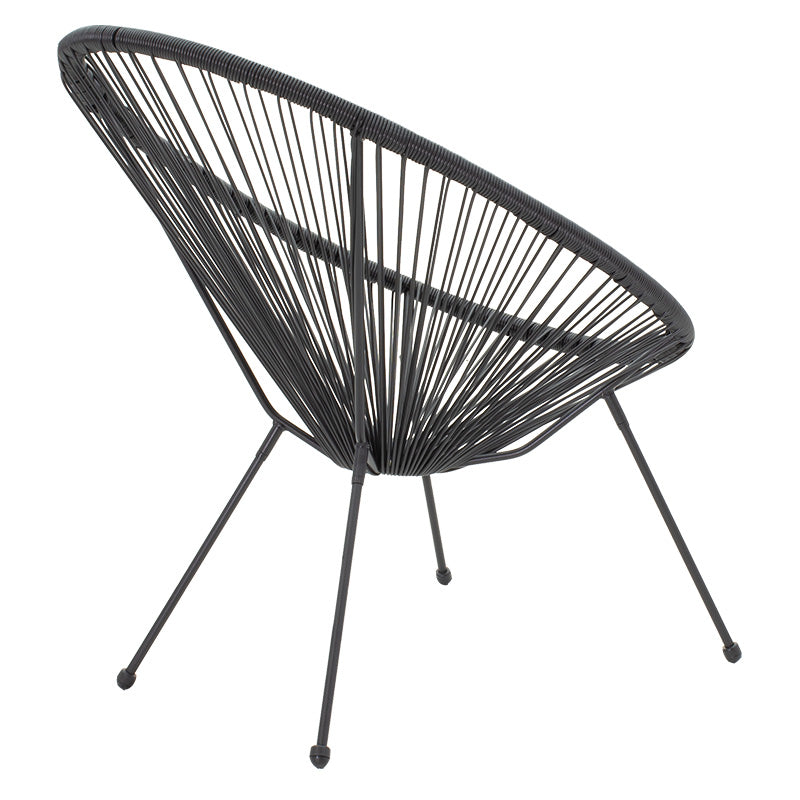 Πολυθρόνα Acapulco  μεταλλο-pe rattan σε μαύρη απόχρωση 68.5x74.5x84εκ - Pakobazaar
