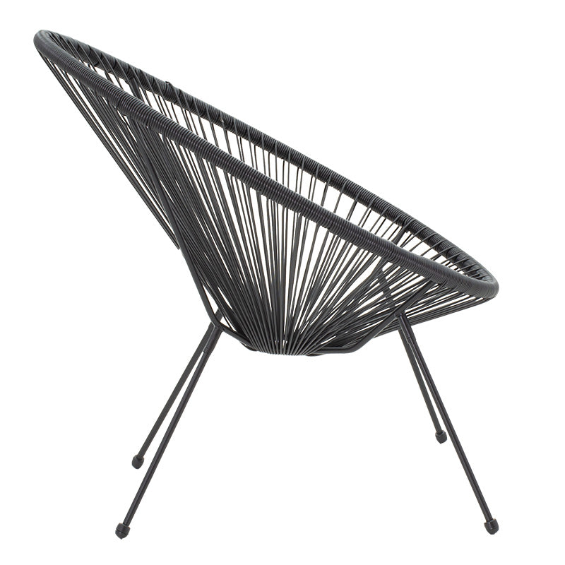 Πολυθρόνα Acapulco  μεταλλο-pe rattan σε μαύρη απόχρωση 68.5x74.5x84εκ - Pakobazaar