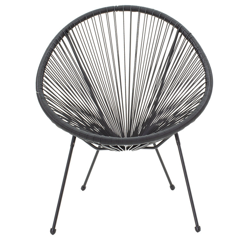 Πολυθρόνα Acapulco  μεταλλο-pe rattan σε μαύρη απόχρωση 68.5x74.5x84εκ - Pakobazaar