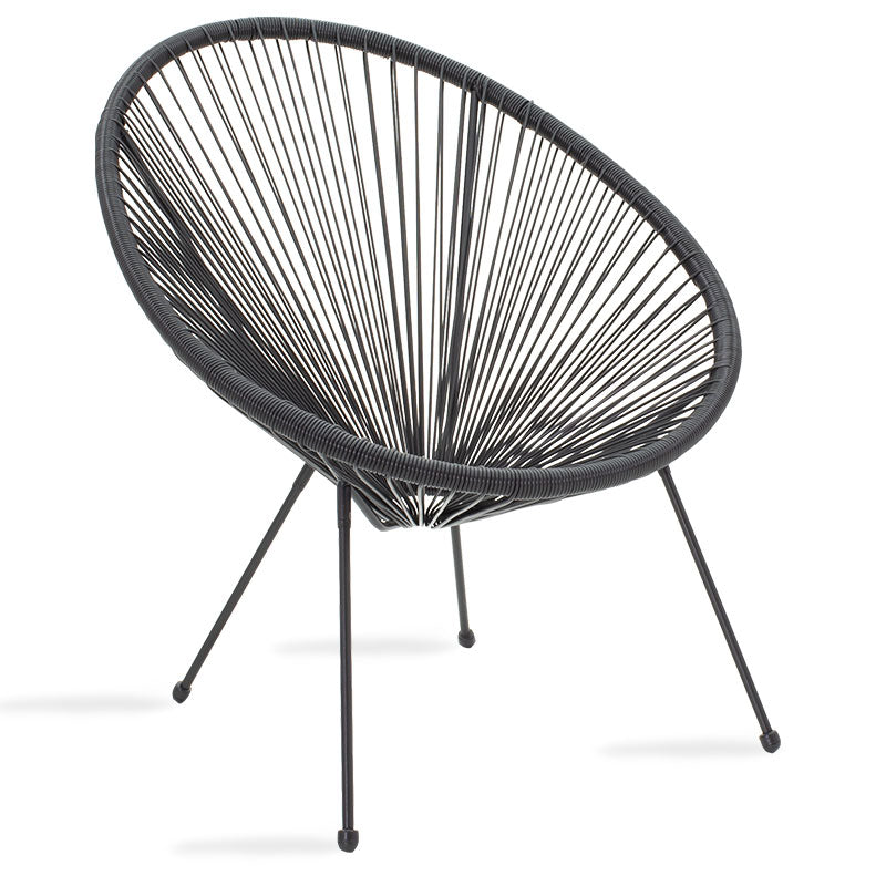 Πολυθρόνα Acapulco  μεταλλο-pe rattan σε μαύρη απόχρωση 68.5x74.5x84εκ - Pakobazaar