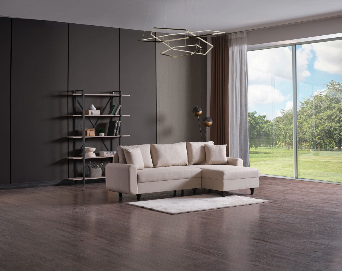 Γωνιακός Καναπές Sissi Μπεζ 230x125x72 εκ.