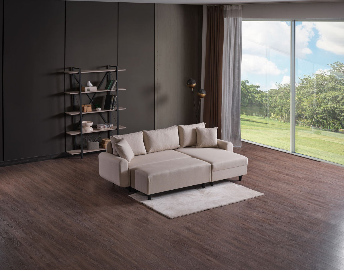 Γωνιακός Καναπές Sissi Μπεζ 230x125x72 εκ.