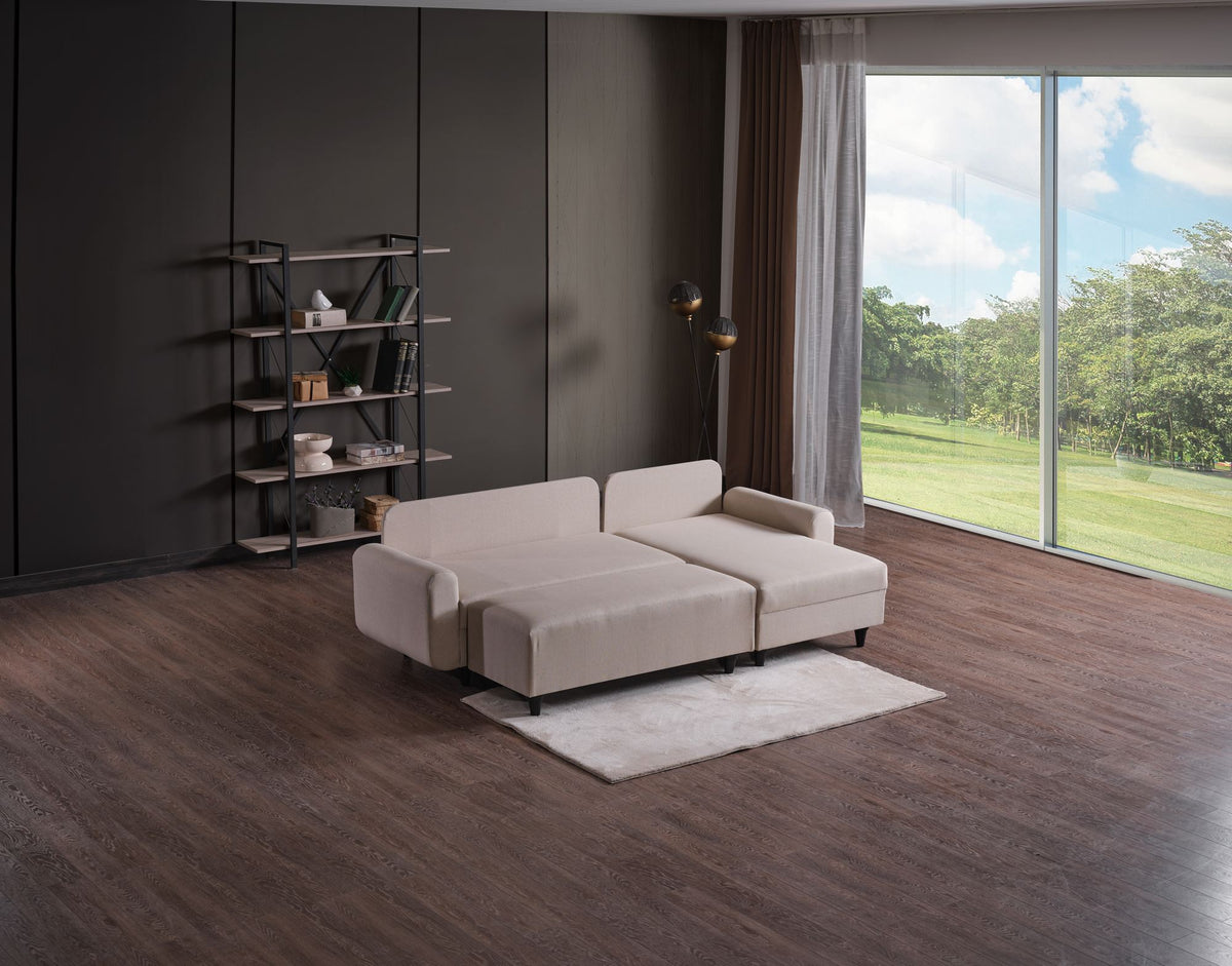 Γωνιακός Καναπές Sissi Μπεζ 230x125x72 εκ.