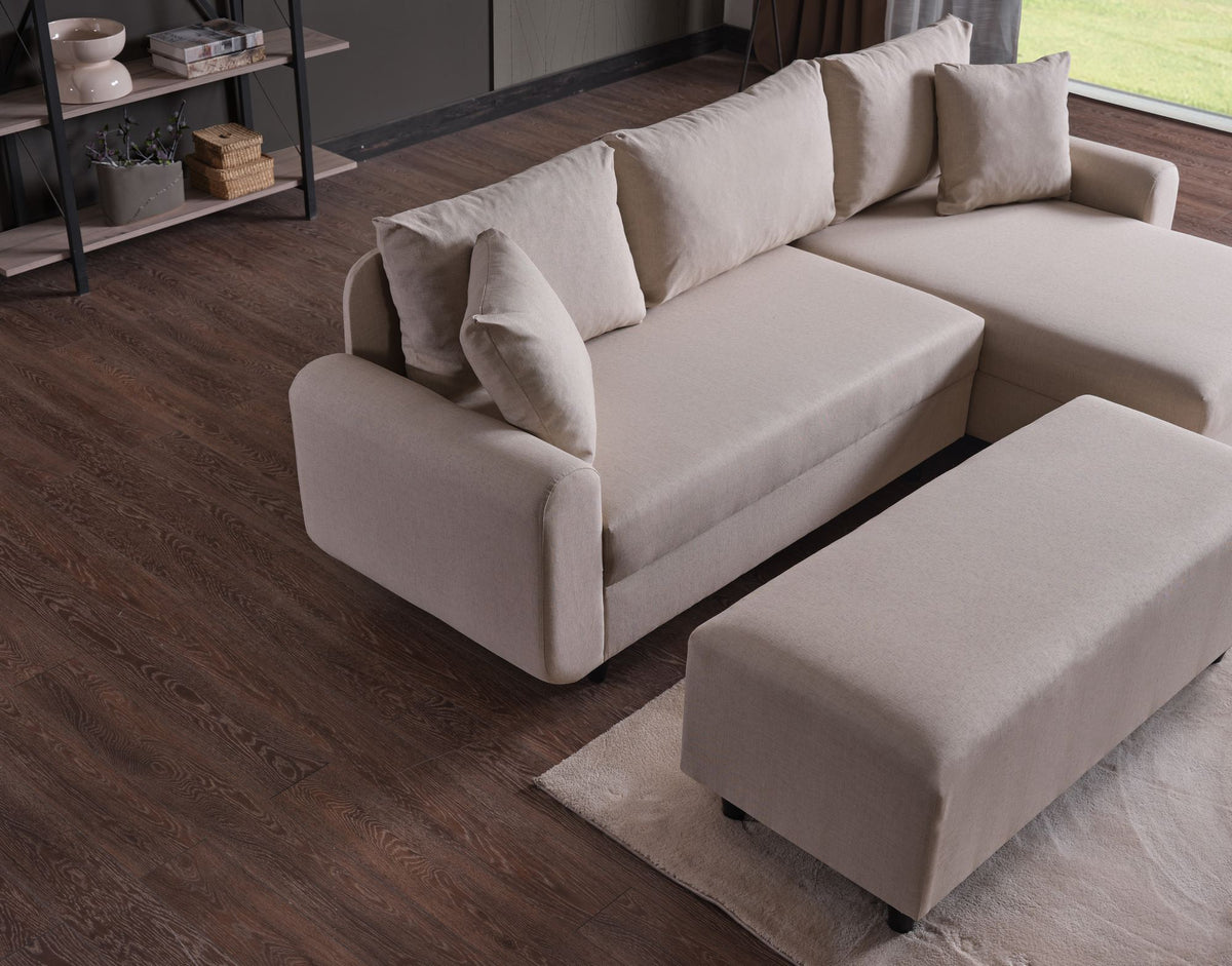Γωνιακός Καναπές Sissi Μπεζ 230x125x72 εκ.