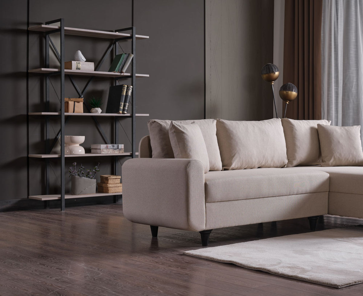 Γωνιακός Καναπές Sissi Μπεζ 230x125x72 εκ.