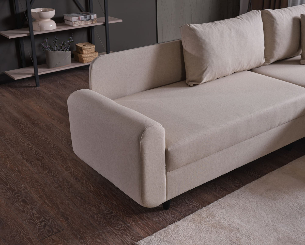 Γωνιακός Καναπές Sissi Μπεζ 230x125x72 εκ.