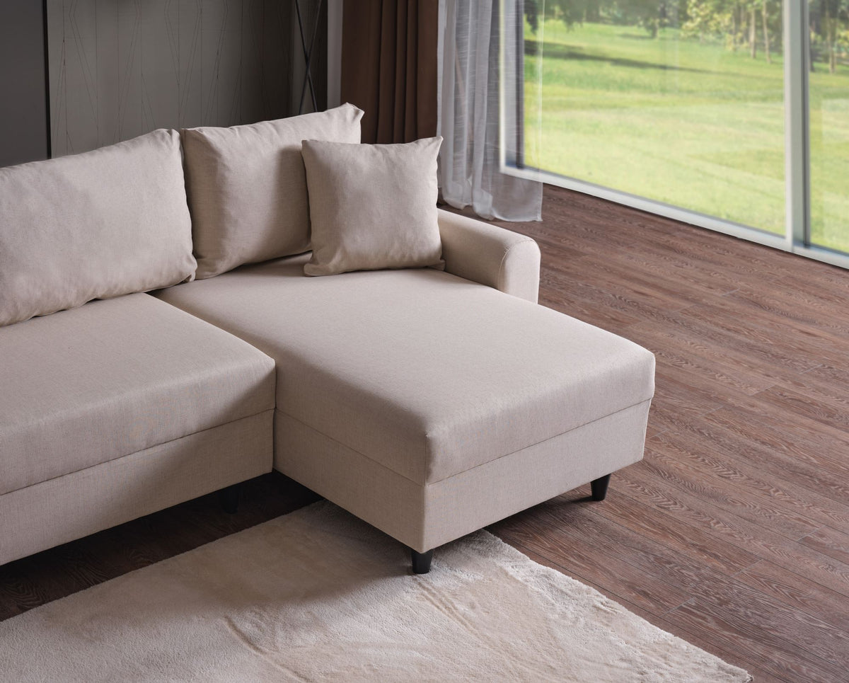 Γωνιακός Καναπές Sissi Μπεζ 230x125x72 εκ.