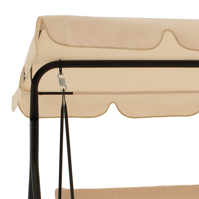 Κούνια Globo  μαύρο μέταλλο με ύφασμα σε μπεζ απόχρωση 170x110x153εκ - Pakobazaar