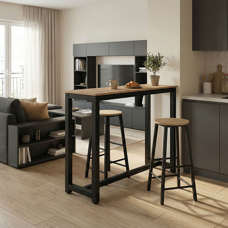 Σετ τραπέζι μπαρ Marle  3τμχ sonoma-μαύρο πόδι 120x40x100εκ - Image 1