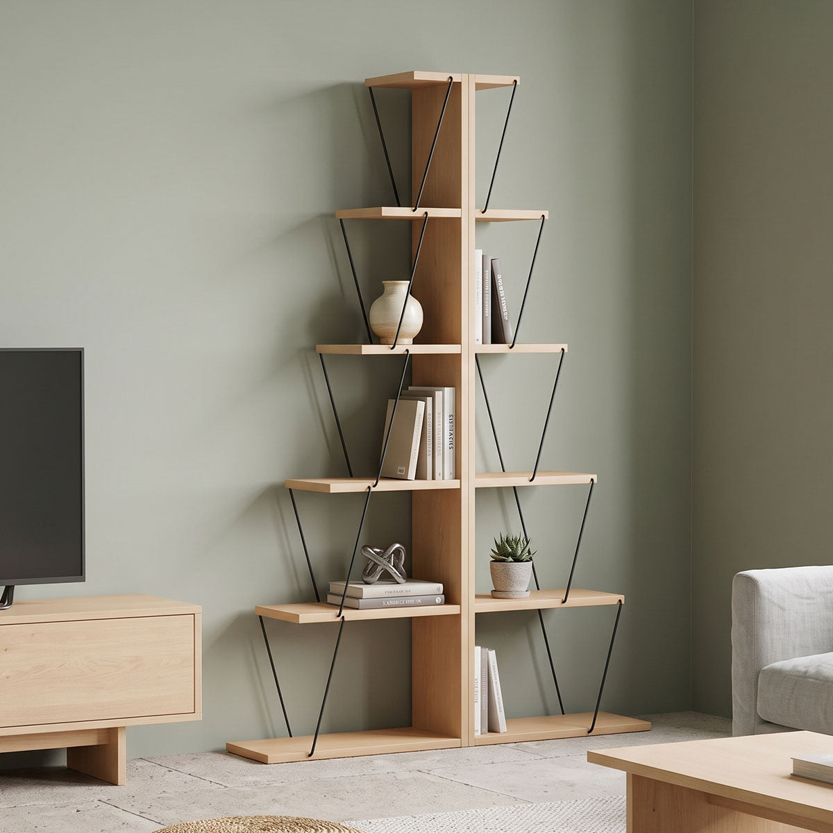 Βιβλιοθήκη mini Tars  sonoma-μαύρο 100x22x150εκ - Pakobazaar