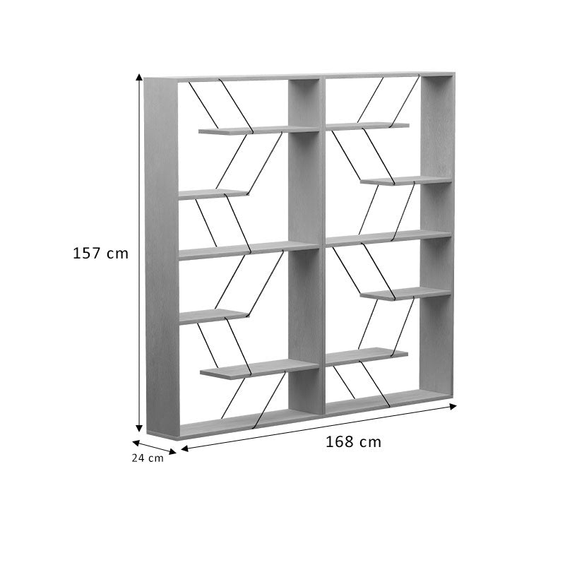 Βιβλιοθήκη Tars  ανθρακί-μαύρο 168x24x157εκ - Pakobazaar