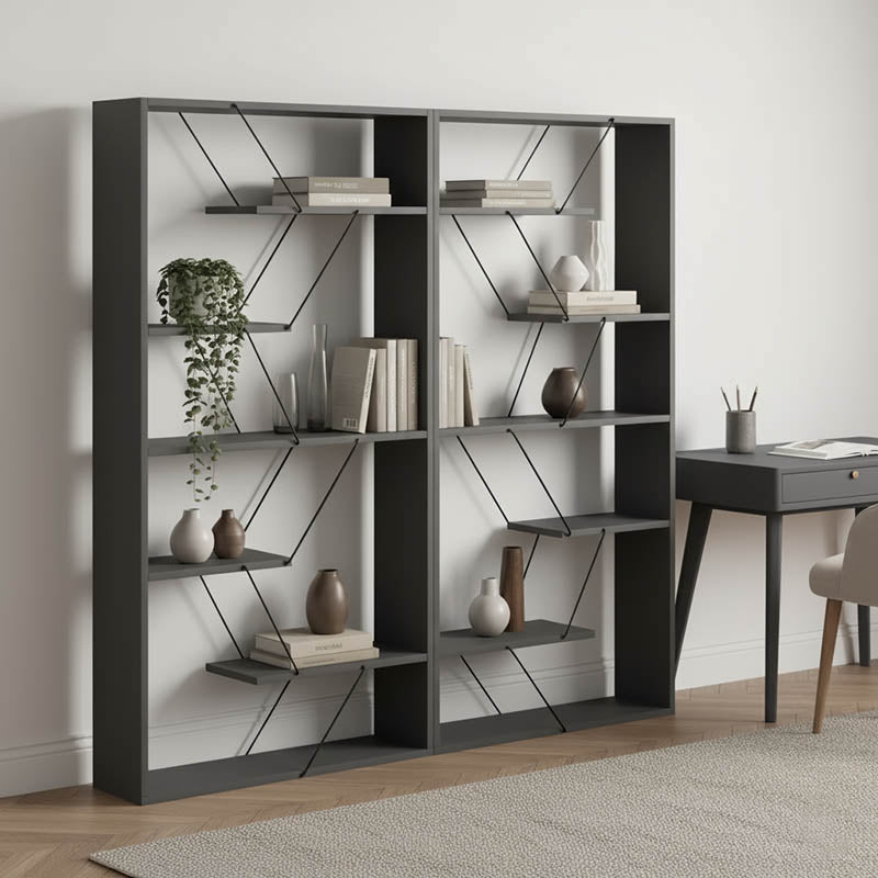 Βιβλιοθήκη Tars  ανθρακί-μαύρο 168x24x157εκ - Pakobazaar