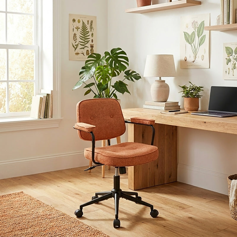 Καρέκλα γραφείου Leberta  terracotta ύφασμα 64x63,5x86-96εκ