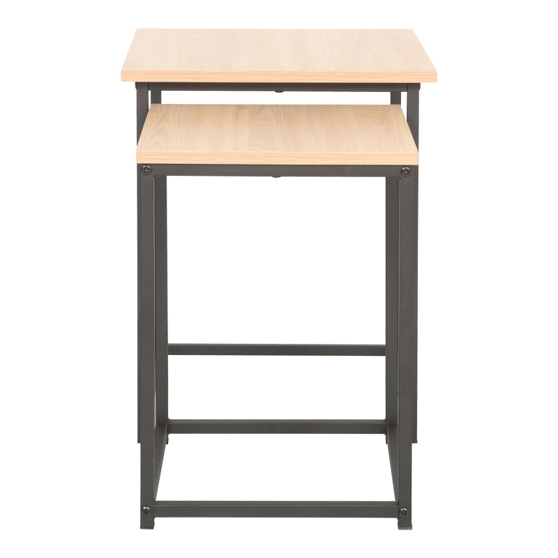 Βοηθητικά τραπέζια Quano  σετ 2τεμ σε φυσική απόχρωση με μαύρο μέταλλο