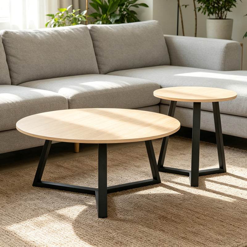 Βοηθητικό τραπέζι Berton  cappuccino με μαύρο μέταλλο Φ45x52εκ